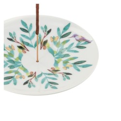Porte Encens Coupelle Aquarelle (Motifs Feuilles)
