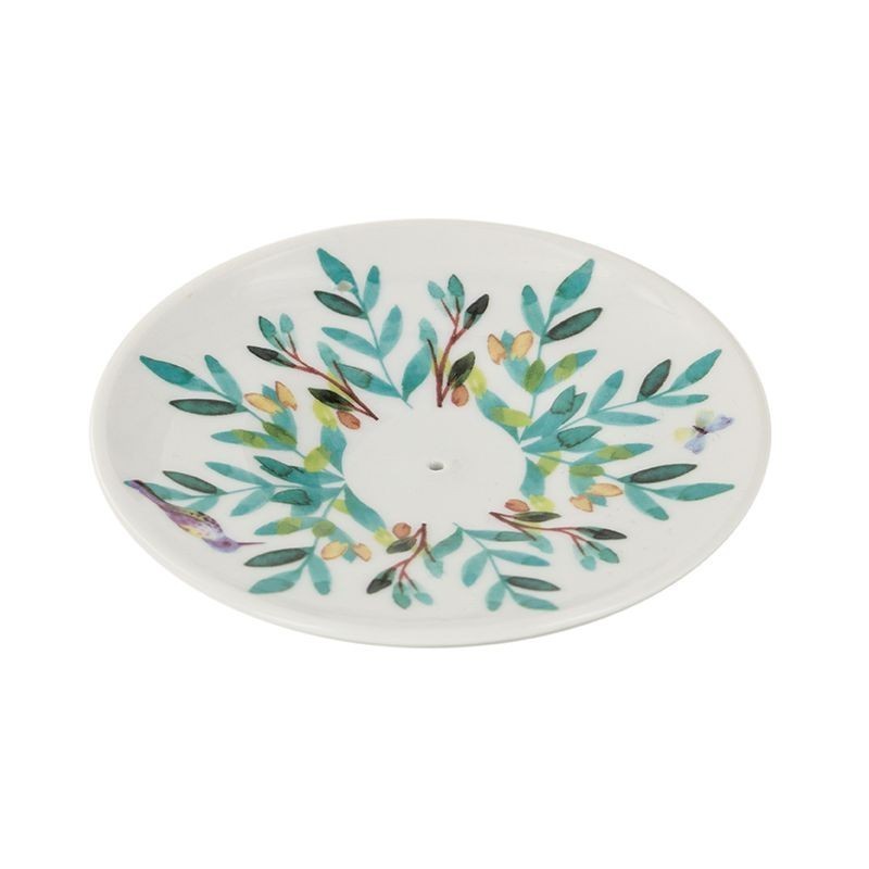Porte Encens Coupelle Aquarelle (Motifs Feuilles) Porte Encens Coupelle Aquarelle (Motifs Feuilles)