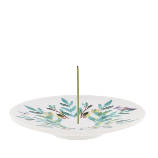 Porte Encens Coupelle Aquarelle (Motifs Feuilles)