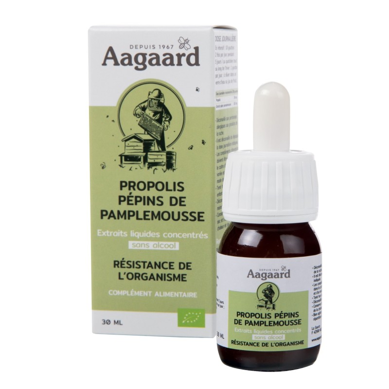 Gouttes PROPOLIS + Pépins de PAMPLEMOUSSE SANS ALCOOL 30ml - Aagaard