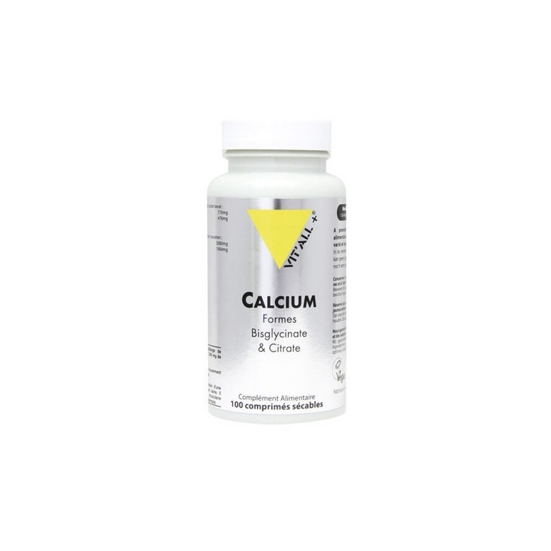 calcium forme bisglycinate et citrate 100 comprimés - Vitall +