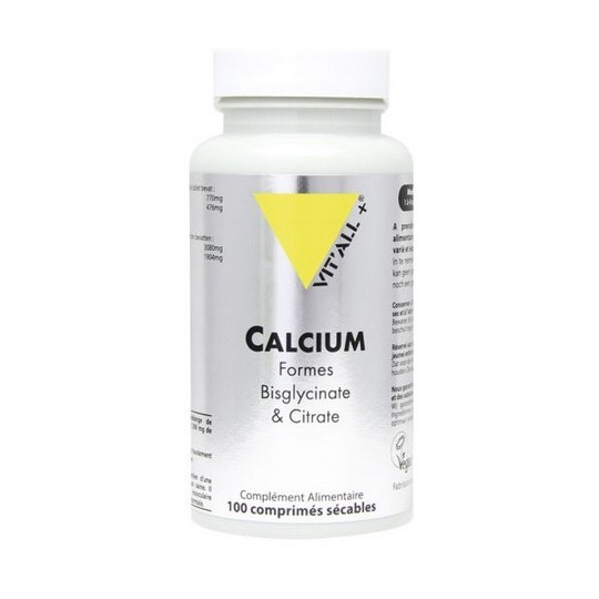 calcium forme bisglycinate et citrate 100 comprimés - Vitall +