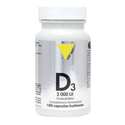 Vitamine D3 2000UI Cholécalciférol 50mcg 100 capsules Vitall +