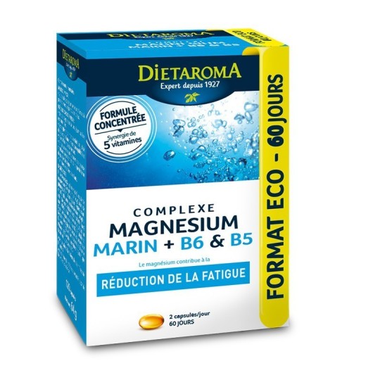 Complexe Magnésium marin + B6 et B5 - FORMAT ECO 120 caps - Dietaroma