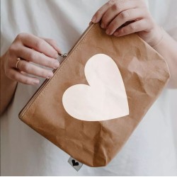 Trousse cosmétique cœur marron